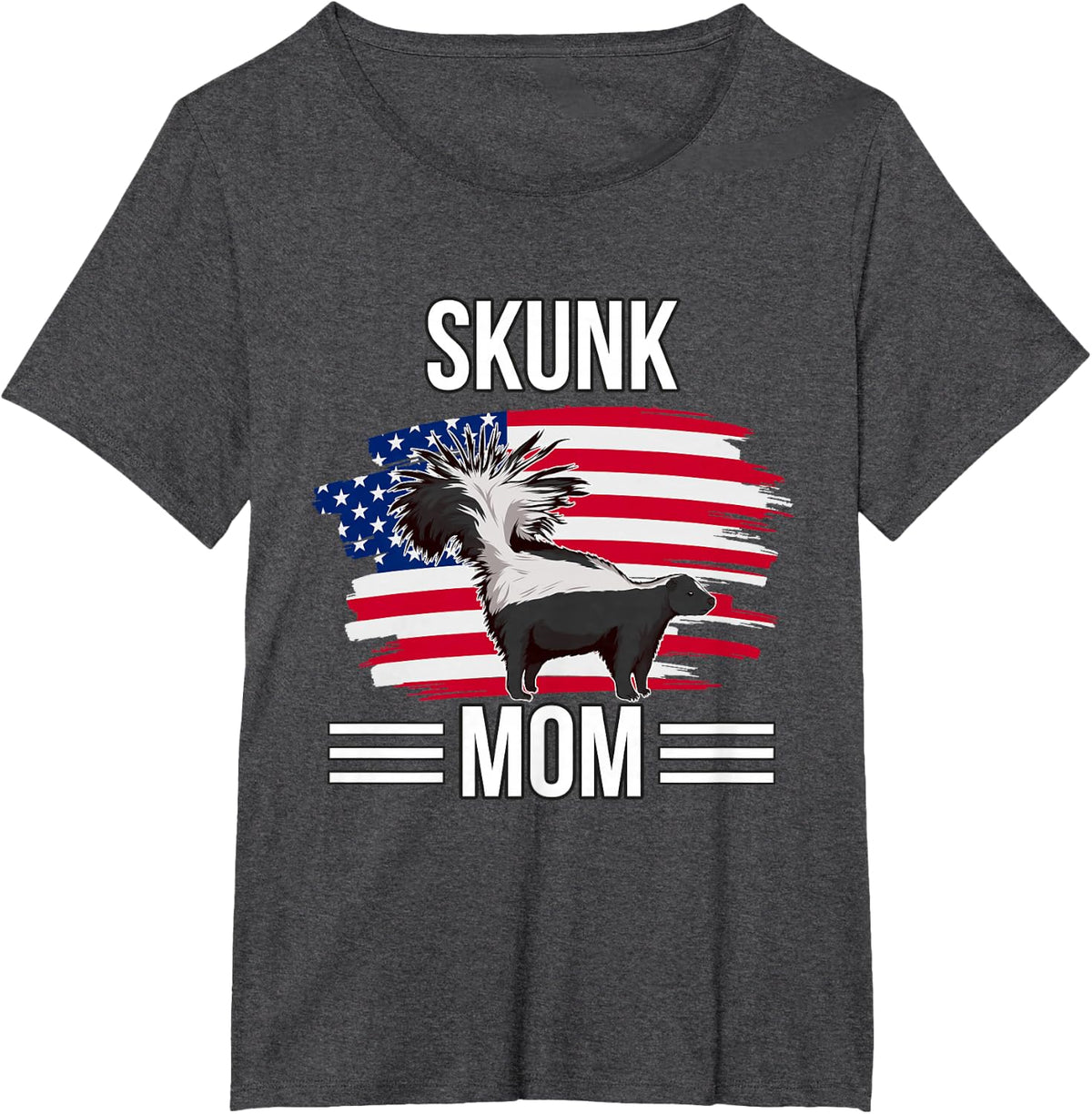 USA Flag 4th Of July Mother's Day Merica Skunk Mom T-Shirt - Dark Heather Grey