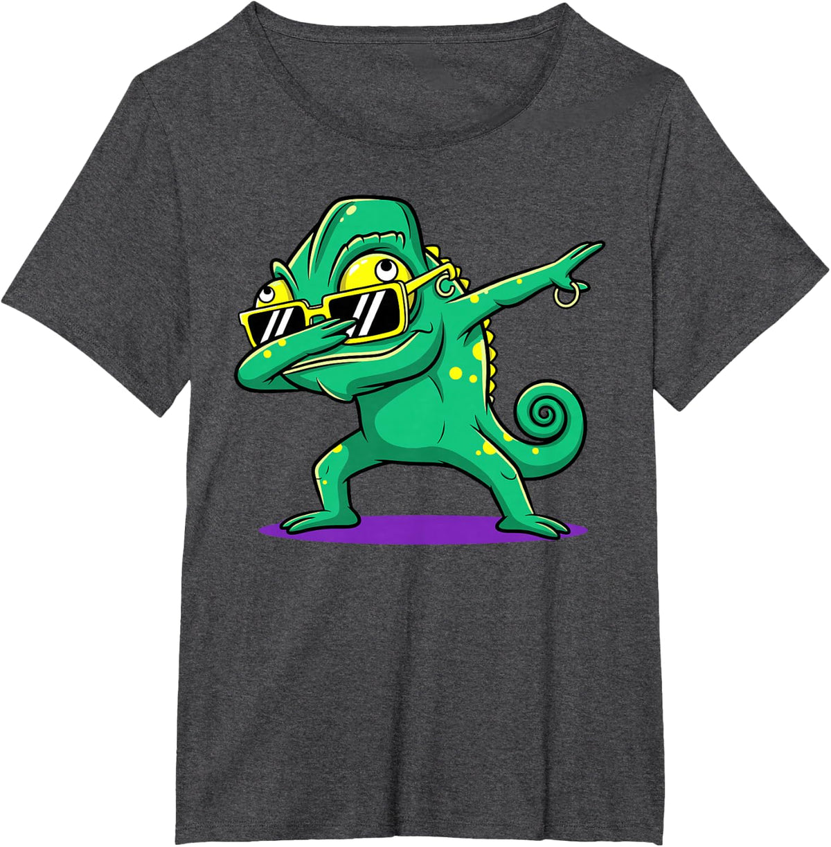Dabbing Chameleon T-Shirt - Dark Heather Grey