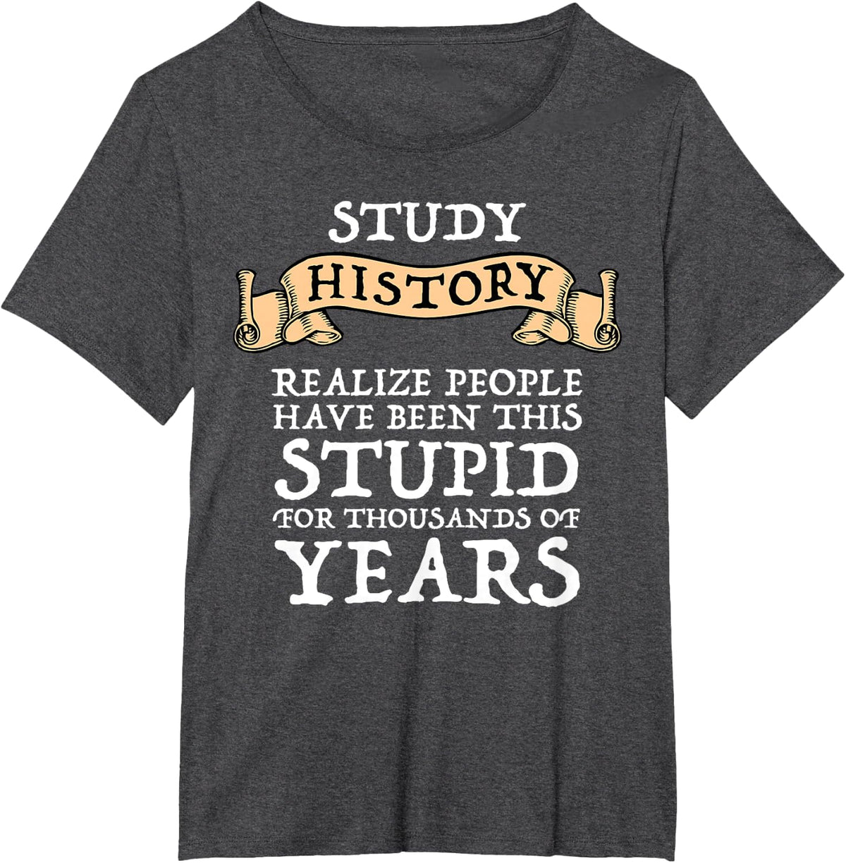 Study History Realize People Have Been Stupid T-Shirt - Dark Heather Grey