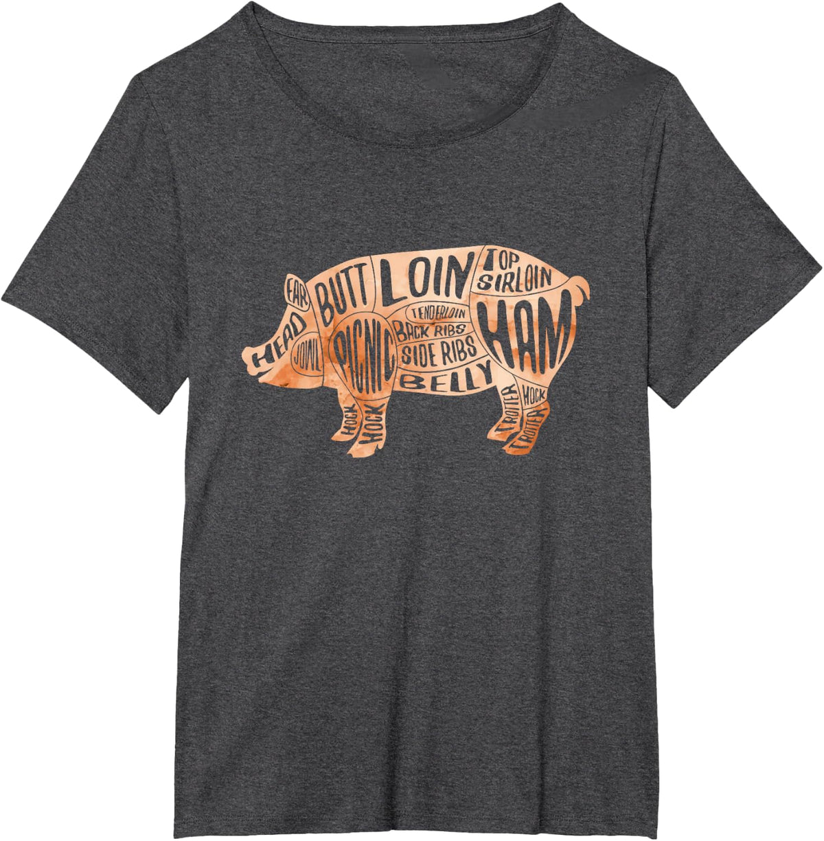 Pig Cuts Butchers And Bacon Parts Pig Day Lovers T-Shirt - Dark Heather Grey