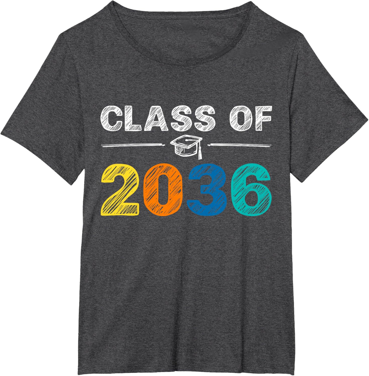 Class of 2036 Grow With Me First Day of School Graduation T-Shirt - Dark Heather Grey