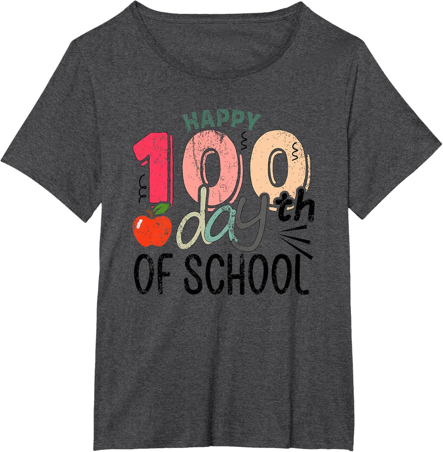 Happy 100th Day of School Student Design, 100 Days of School T-Shirt - Dark Heather Grey