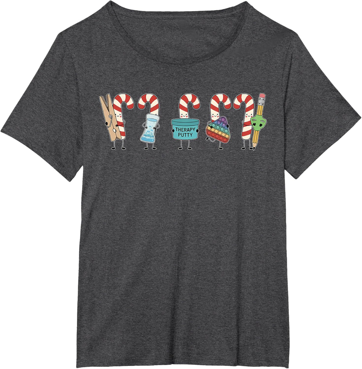 Occupational Therapist Christmas Cute Doodle Candy Cane Xmas T-Shirt - Dark Heather Grey