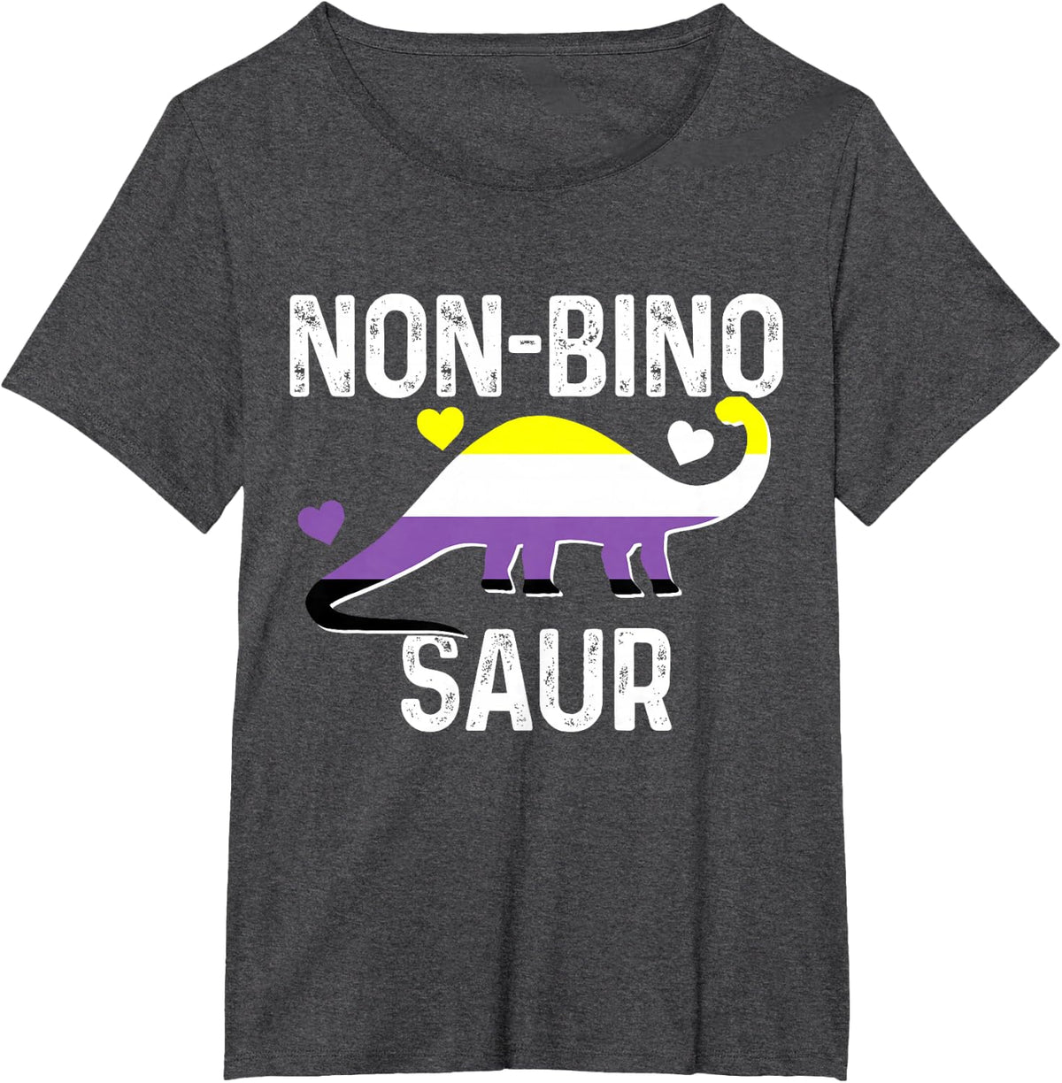 Non Binary Non-Binosaur Flag Dinosaur Funny Pride Month T-Shirt - Dark Heather Grey