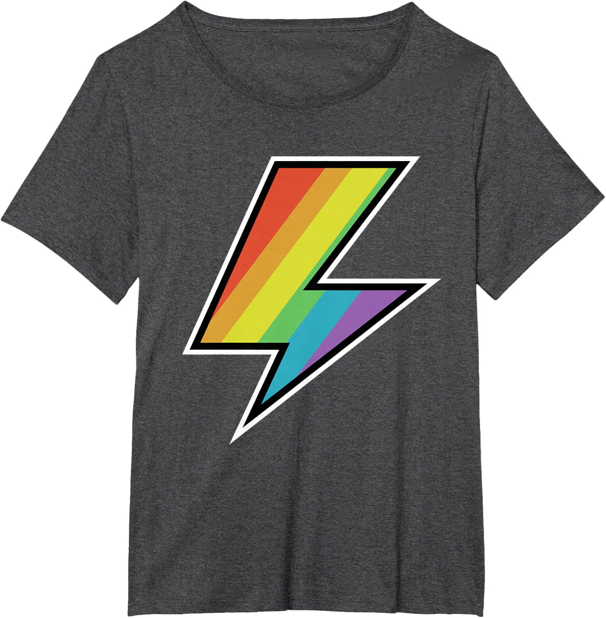 Cool Vintage Rainbow Lightning Bolt LGTBQ Pride T-Shirt - Dark Heather Grey