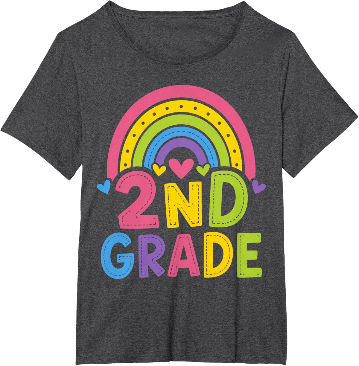 2nd Grade Rainbow School T-Shirt - Dark Heather Grey