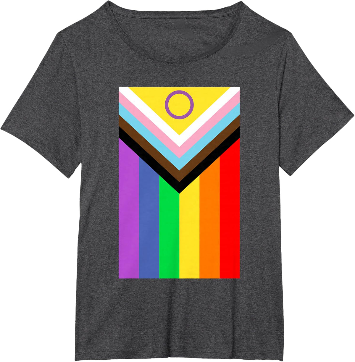 Progressive Pride Flag Intersex Inclusive LGBTQIA Equality T-Shirt - Dark Heather Grey