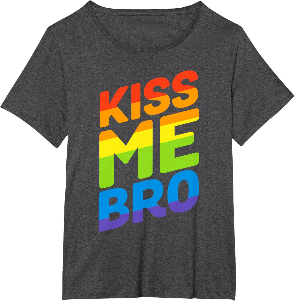 Kiss Me Bro Rainbow Flag LGBT Gay Pride T-Shirt - Dark Heather Grey