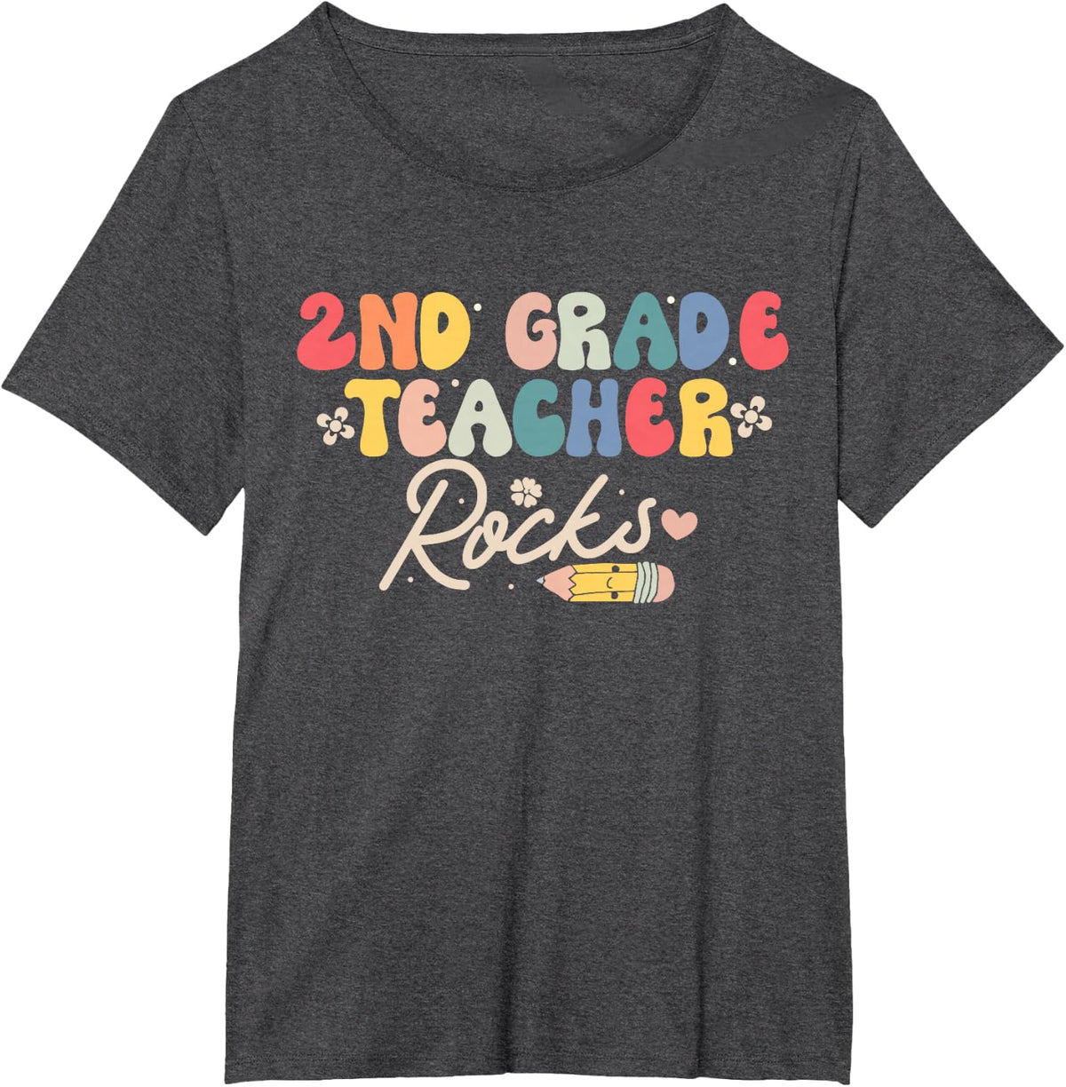 2nd Second Grade Teacher Rocks Shirt Back to School Students T-Shirt - Dark Heather Grey