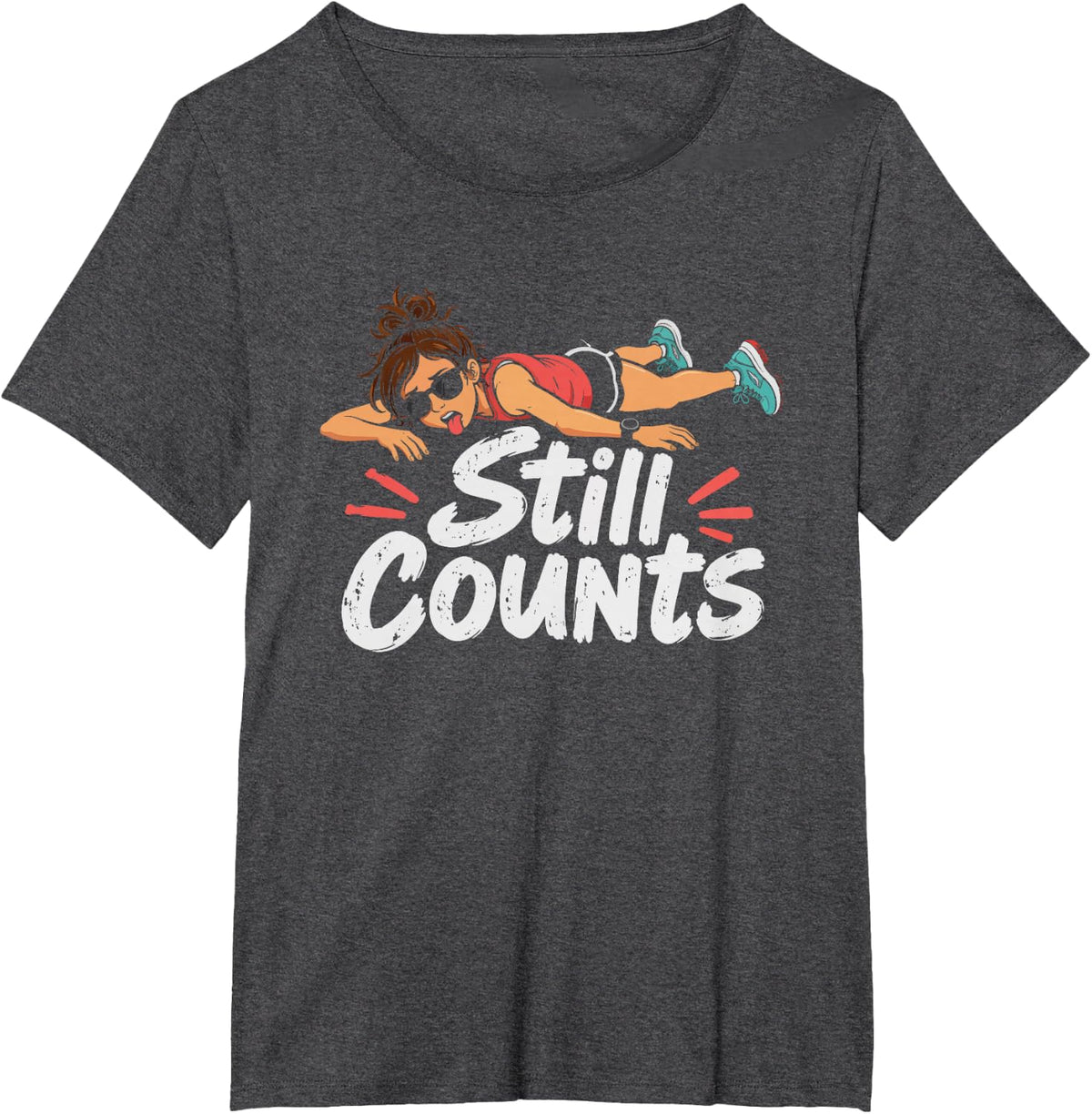 Sarcastic Runner 5K Running Humor Slow Pace Still Counts T-Shirt - Dark Heather Grey