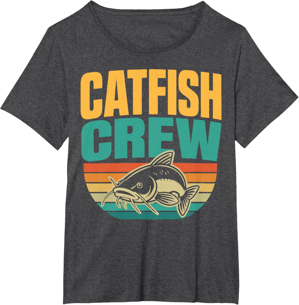 Catfish Fishing Buddies Catfish Angler Crew T-Shirt - Dark Heather Grey