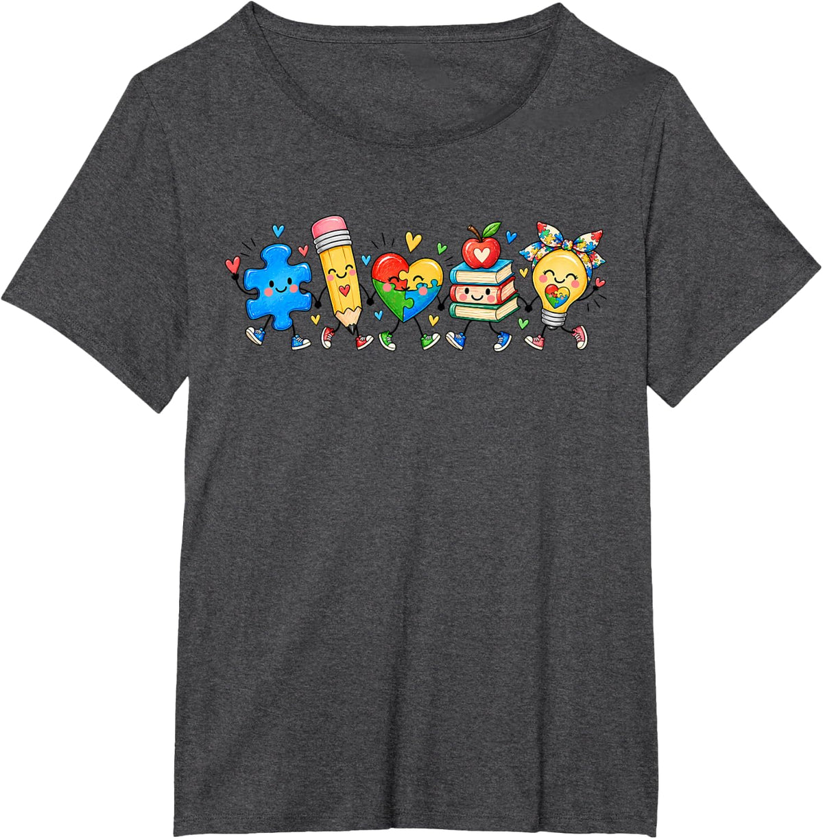 Autism Teacher School Puzzle Heart Special Education T-Shirt - Dark Heather Grey