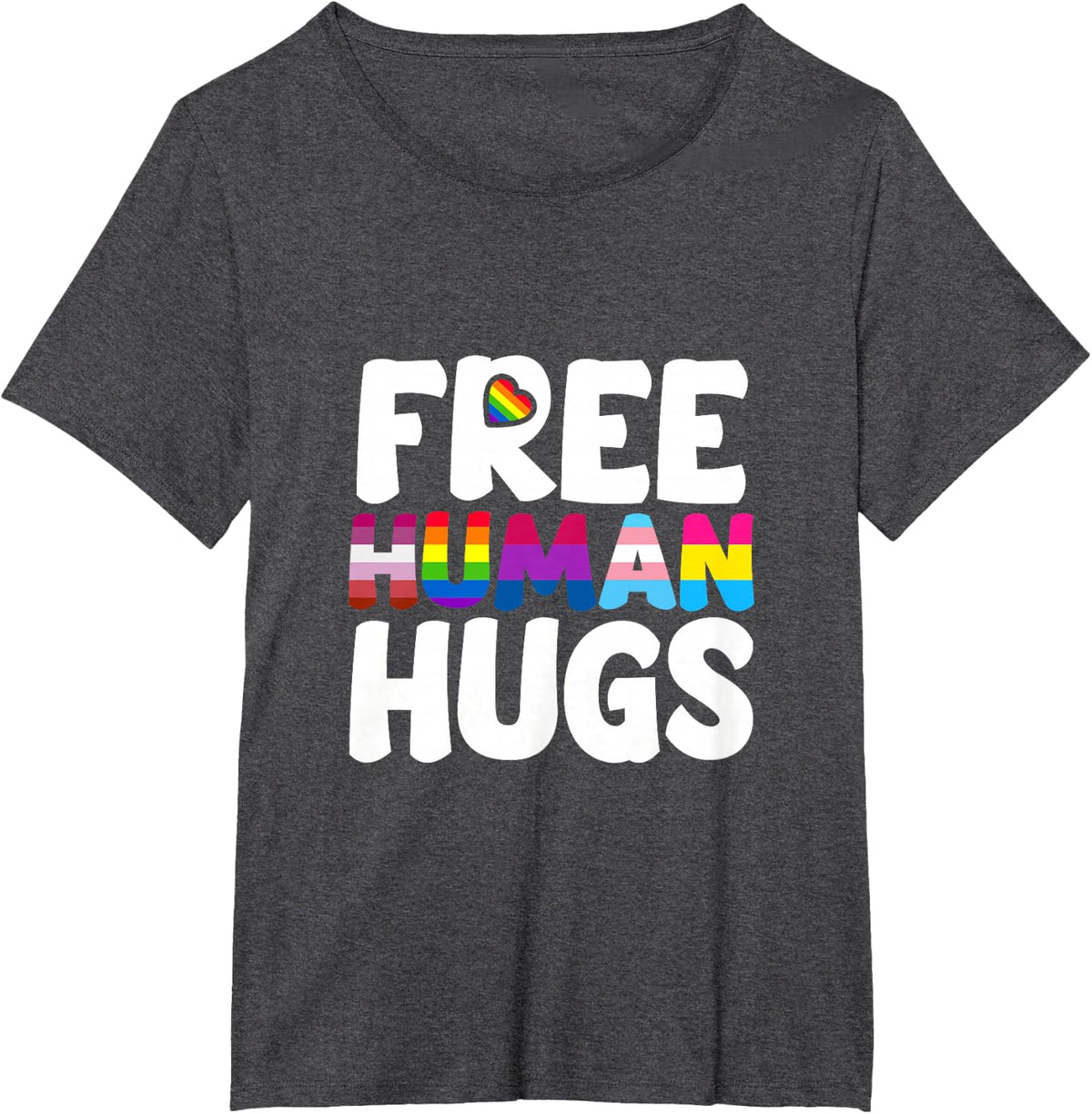 Free Human Hugs LGBT Pride Month T-Shirt - Dark Heather Grey