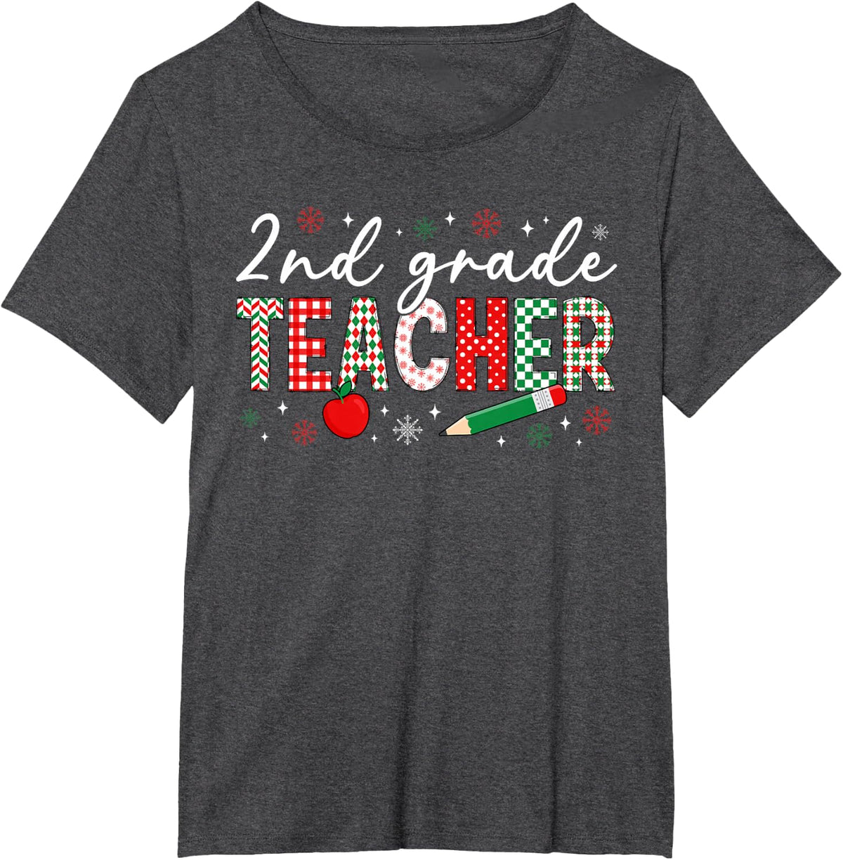 2nd Grade Teacher Christmas Second Grade Teacher Xmas Party T-Shirt - Dark Heather Grey