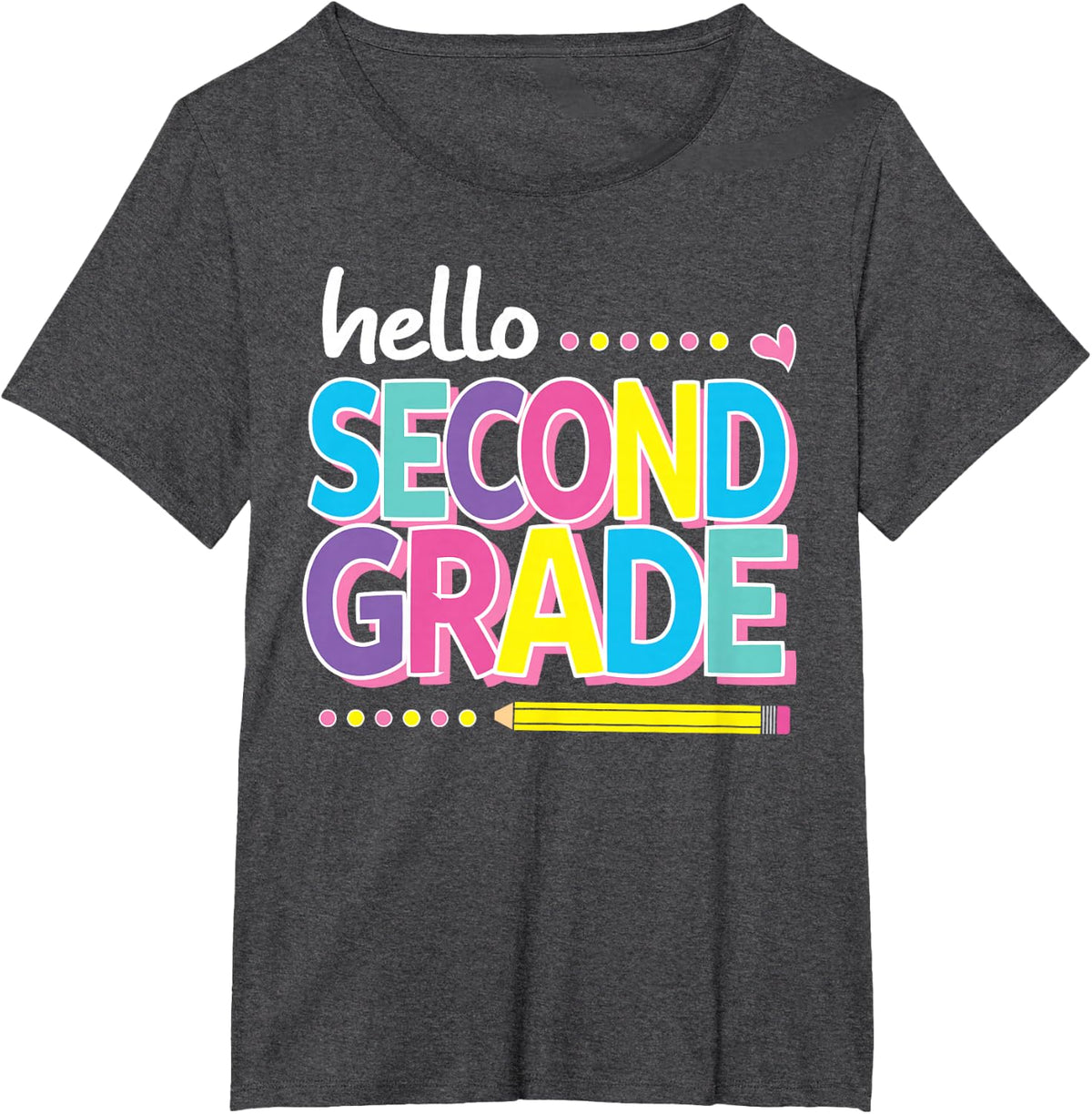 Hello Second 2nd Grade First Day Back to School 2025 Girls T-Shirt - Dark Heather Grey