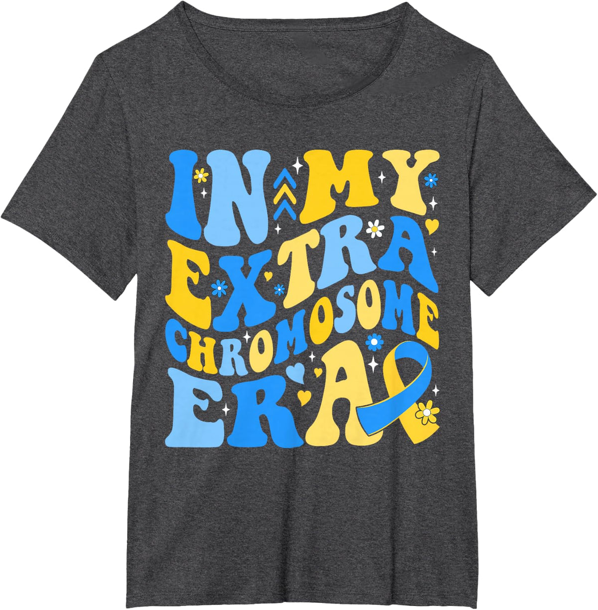 In My Extra Chromosome Era Down Syndrome Awareness T-Shirt Tee for Women Men Kids - Dark Heather Grey