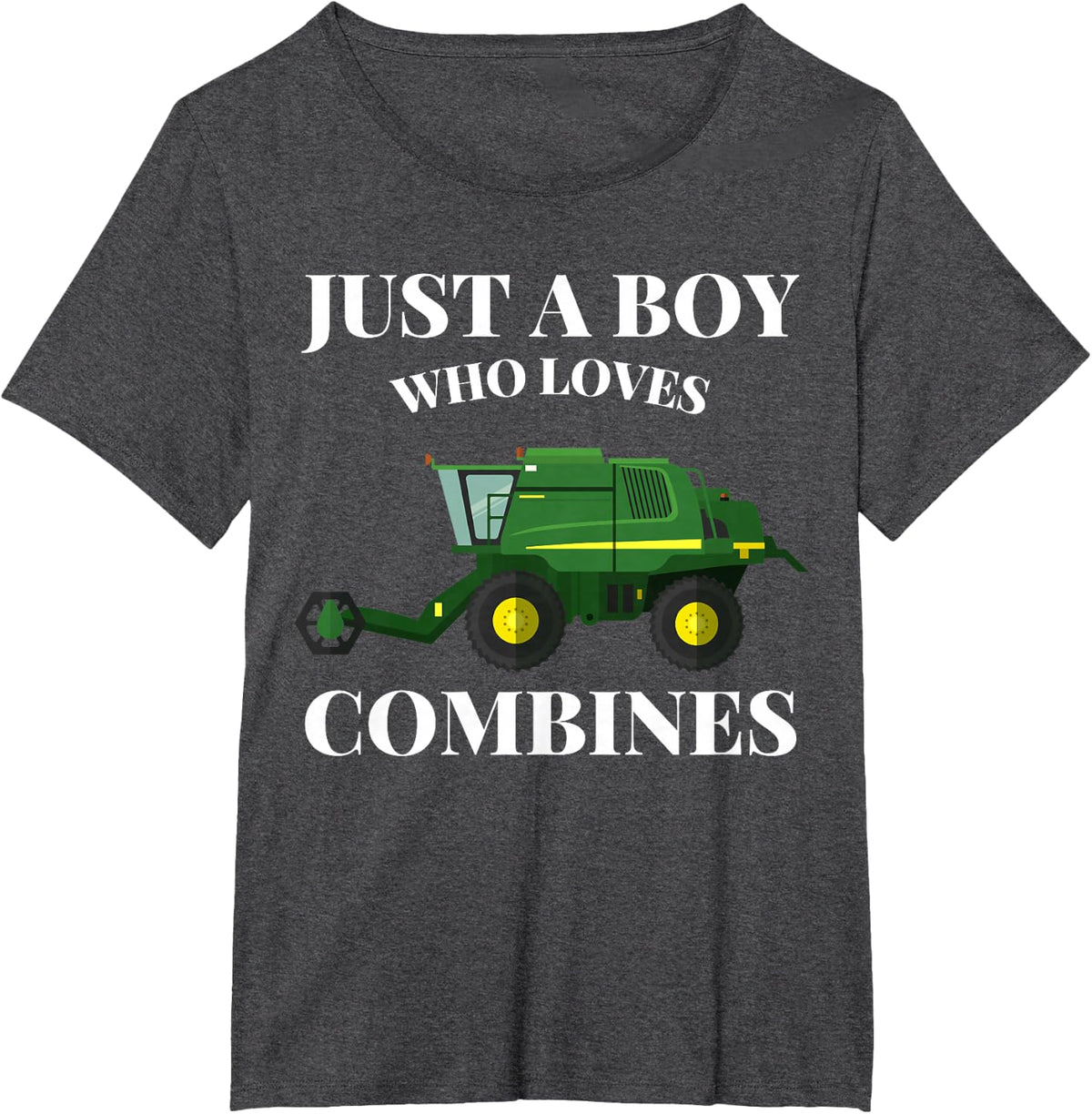 Just A Boy Who Loves Combines Farming Vehicle Lover T-Shirt - Dark Heather Grey