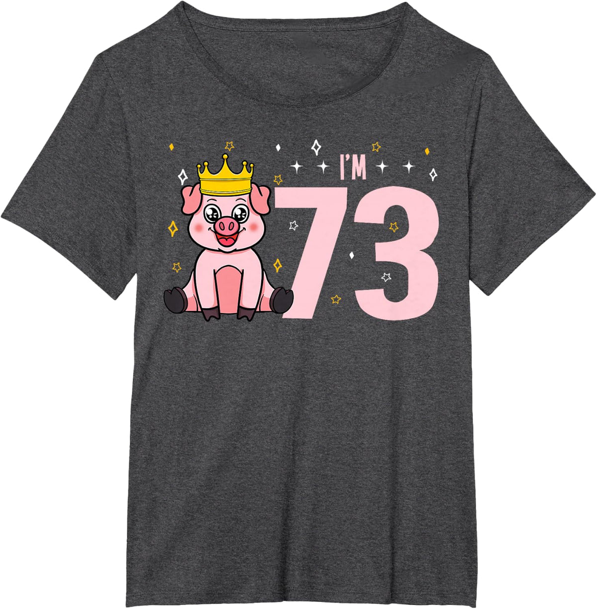 Pig 73rd Birthday Farm Party Hog Farmer Farmyard Oink Piggy T-Shirt - Dark Heather Grey