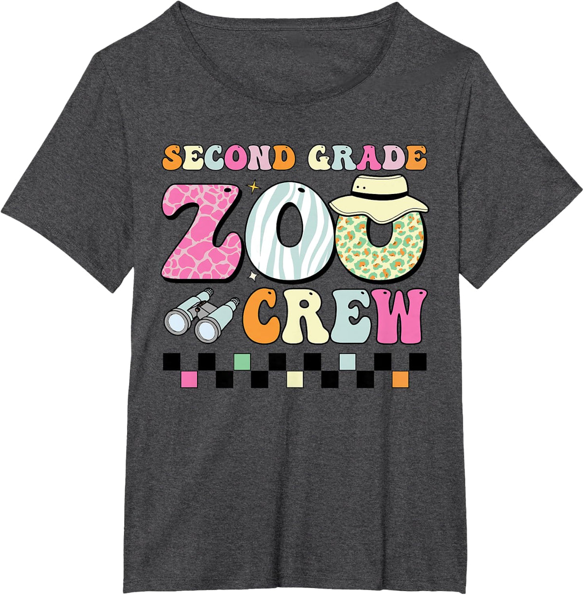 Field Zoo Trip Shirt for Teacher, Second Grade Crew T-Shirt - Dark Heather Grey