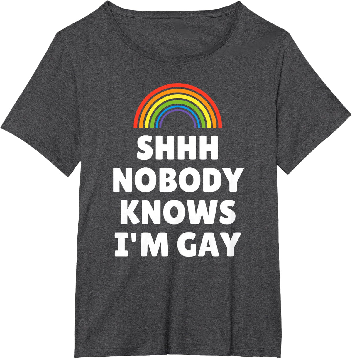 LGBT Pride - Shhh Nobody Knows I'M Gay T-Shirt - Dark Heather Grey