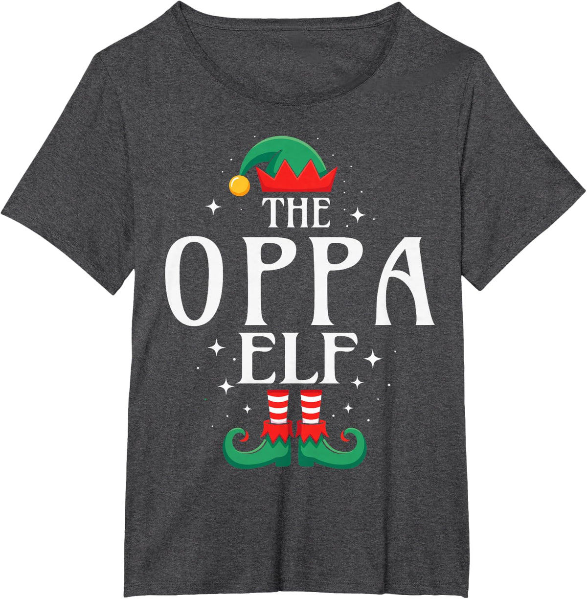 The Oppa Elf Funny Christmas Grandpa Matching Family T-Shirt - Dark Heather Grey
