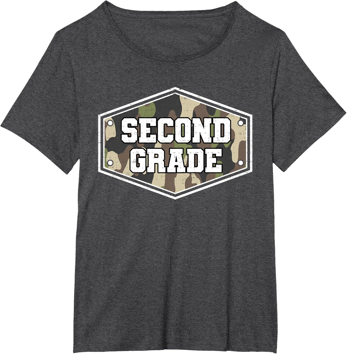 Vintage Second Grade Old Camo Back to School Boys 2nd Grade T-Shirt - Dark Heather Grey