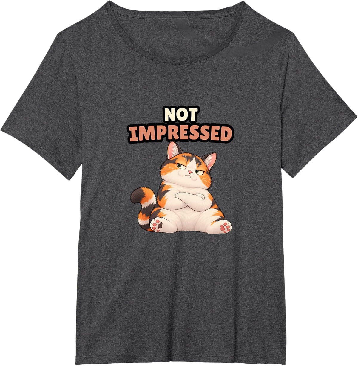 Not Impressed Funny Grumpy Calico Cat T-Shirt T-Shirt - Dark Heather Grey