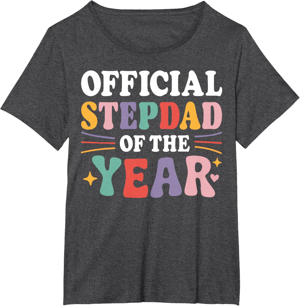 Official Stepdad of the Year Retro Funny Step dad T-Shirt - Dark Heather Grey