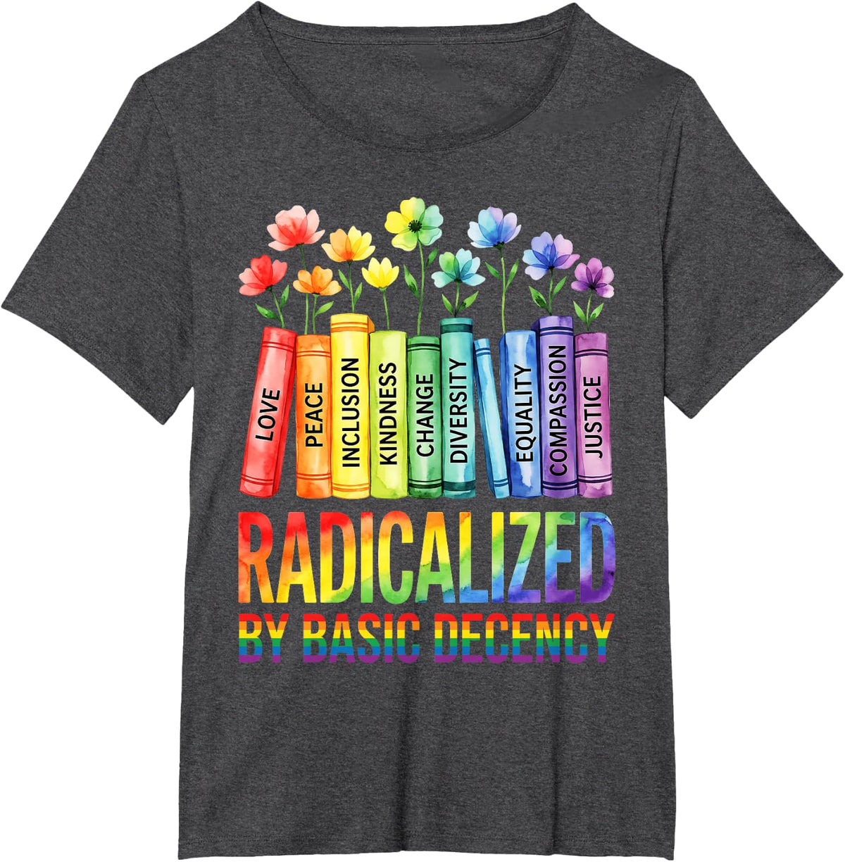 Groovy Radicalized By Basic Decency Feminist LGBT Pride T-Shirt - Dark Heather Grey