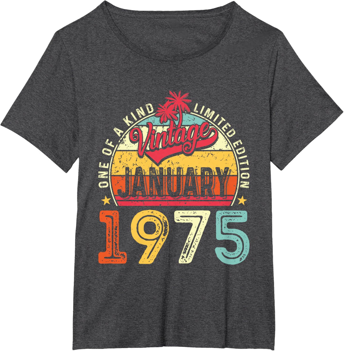 Vintage 50th Birthday Gift Vintage January 1975 Men Women T-Shirt - Dark Heather Grey