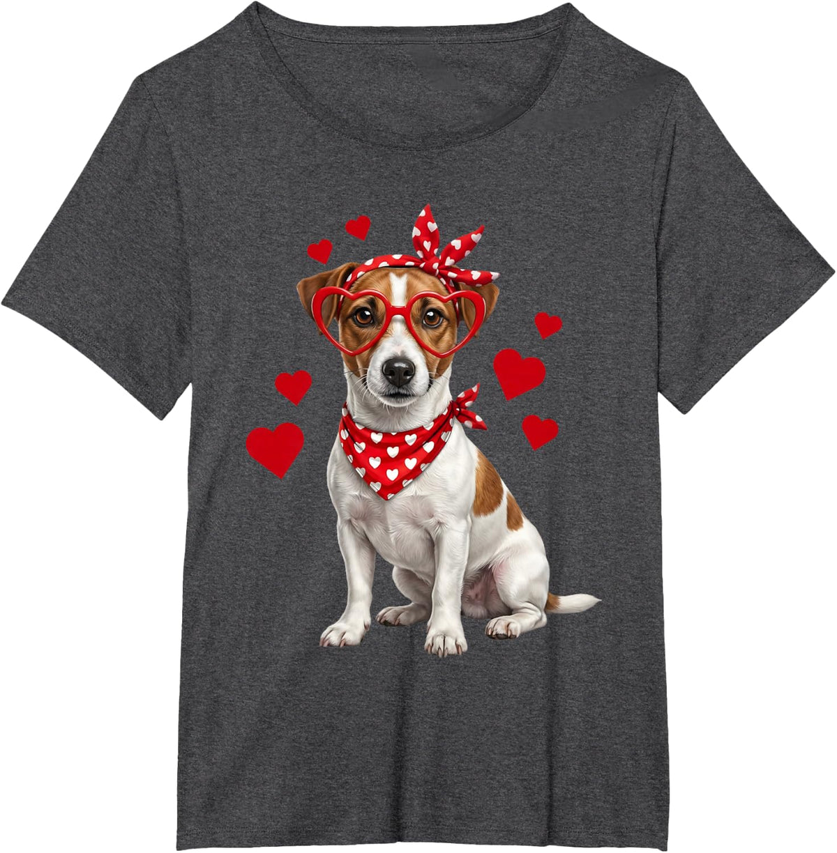 Jack Russell Terrier Valentines Day Dog Lover T-Shirt - Dark Heather Grey