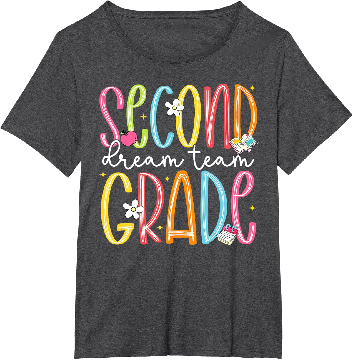 Back to School Second Grade Dream Team Teacher Kids T-Shirt - Dark Heather Grey
