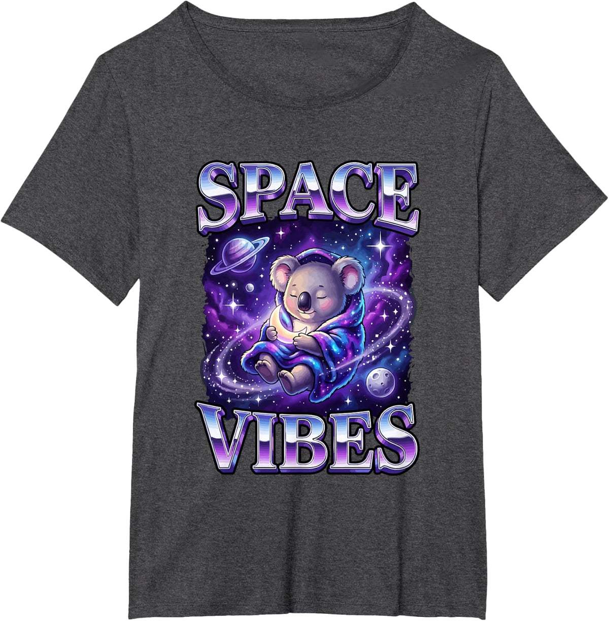 Space Koala Space Vibes Koala Lover T-Shirt - Dark Heather Grey