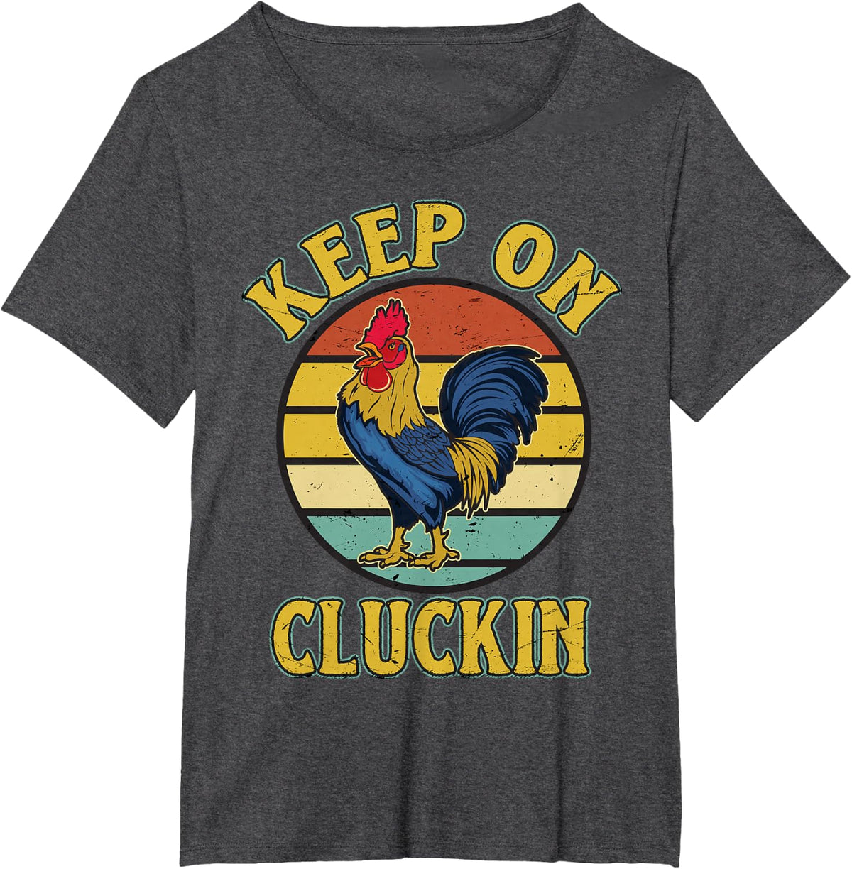 Keep On Clucking Retro vintage Style Chicken T-Shirt - Dark Heather Grey