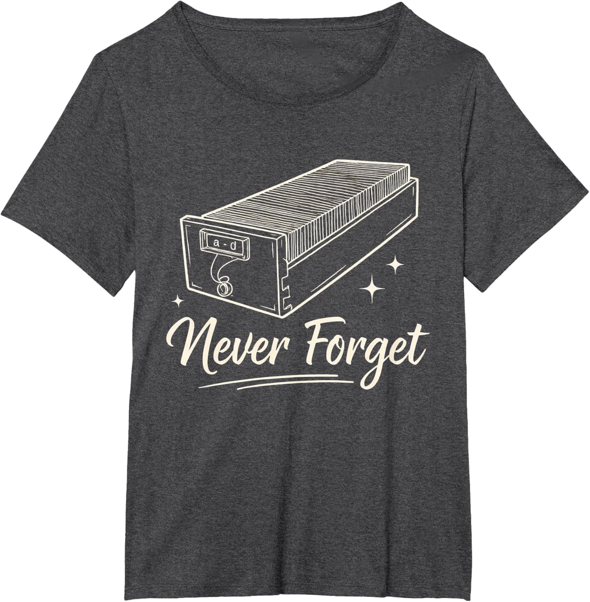 Never Forget Library Card Catalog Librarian Library Gifts T-Shirt - Dark Heather Grey