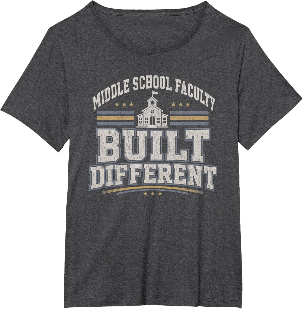 Middle School Teacher Faculty Built Different T-Shirt - Dark Heather Grey
