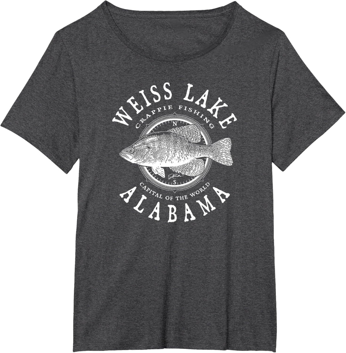 JCombs: Weiss Lake, Alabama, Crappie Fishing T-Shirt - Dark Heather Grey