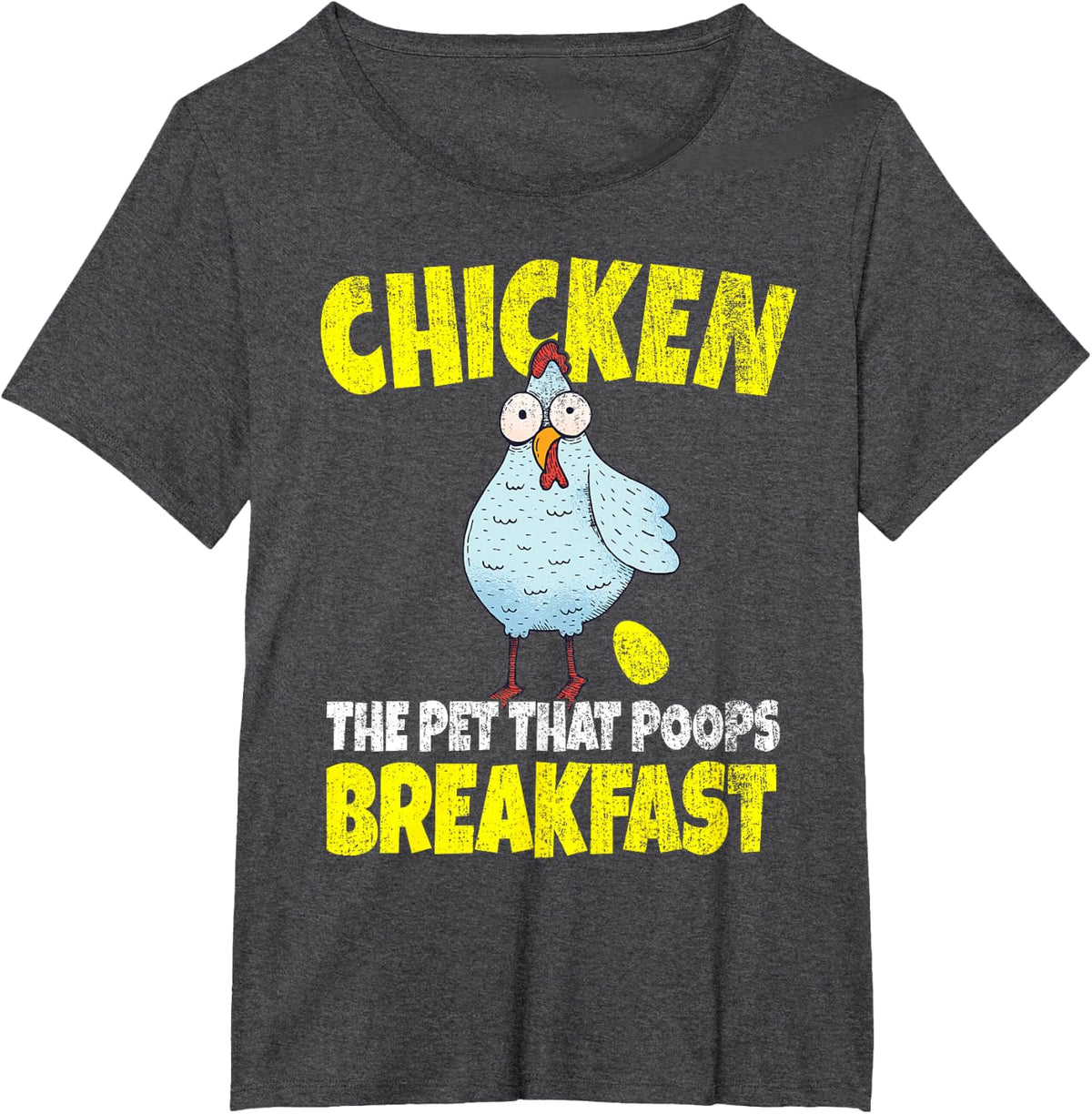 Chickens The Pet That Poops Breakfast Funny T-Shirt Tee For Chicken Lovers - Dark Heather Grey