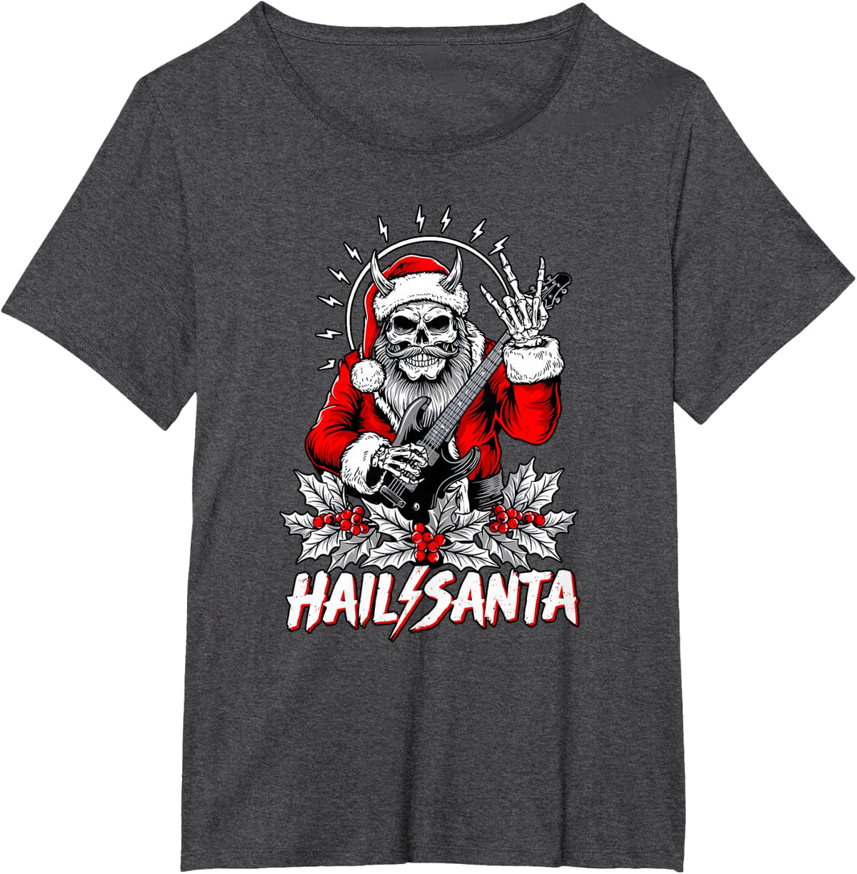 Hail Santa Winter Solstice Gothic Christmas Rocker T-Shirt - Dark Heather Grey