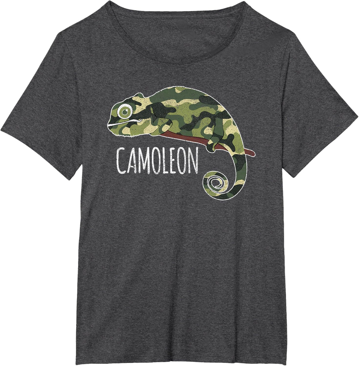Chameleon Pun Funny Green Camouflage Lover T-Shirt - Dark Heather Grey