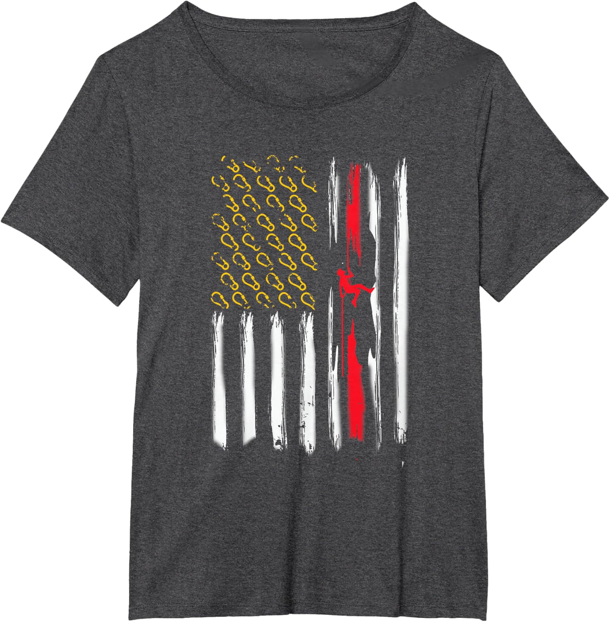 Man On A Rope Climbing Down A Grotto Caving Caver T-Shirt - Dark Heather Grey
