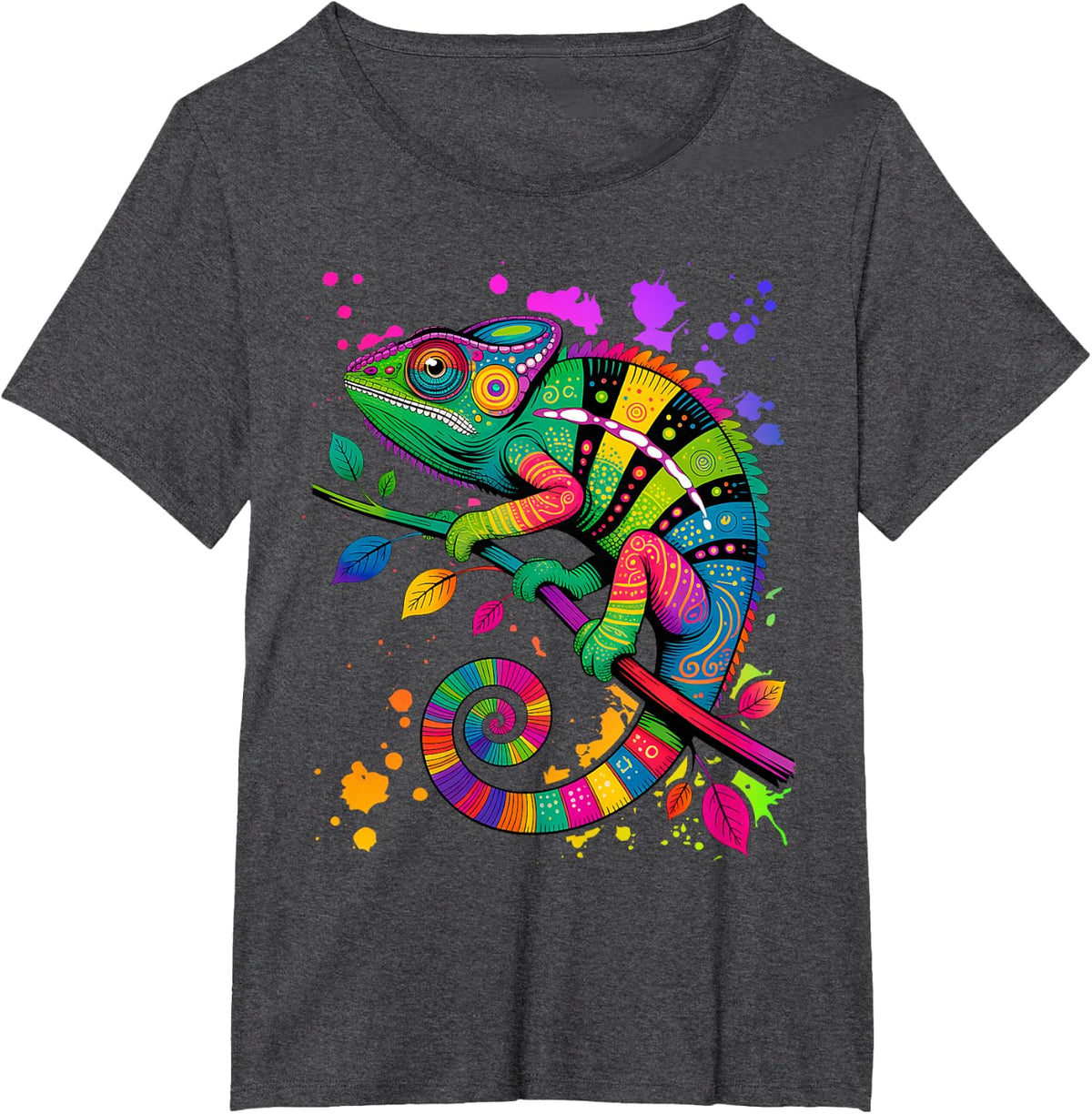 Colorful Chameleon Camouflage T-Shirt Rainforest Lizard Tee Reptile Lover Gift - Dark Heather Grey