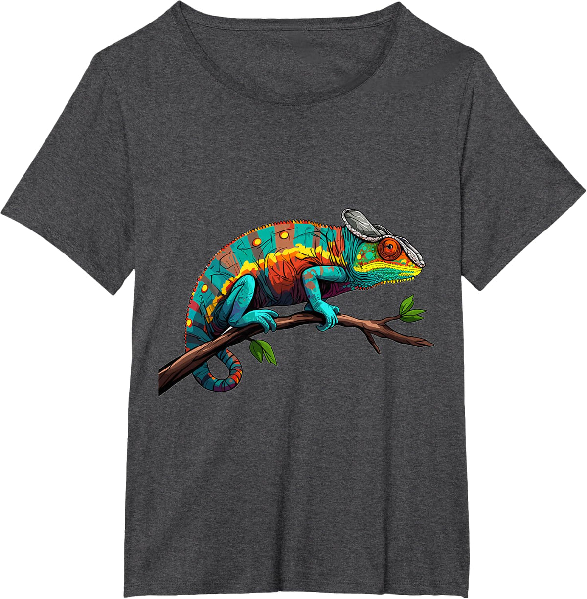 Chameleon Reptile Graphic T-Shirt - Dark Heather Grey