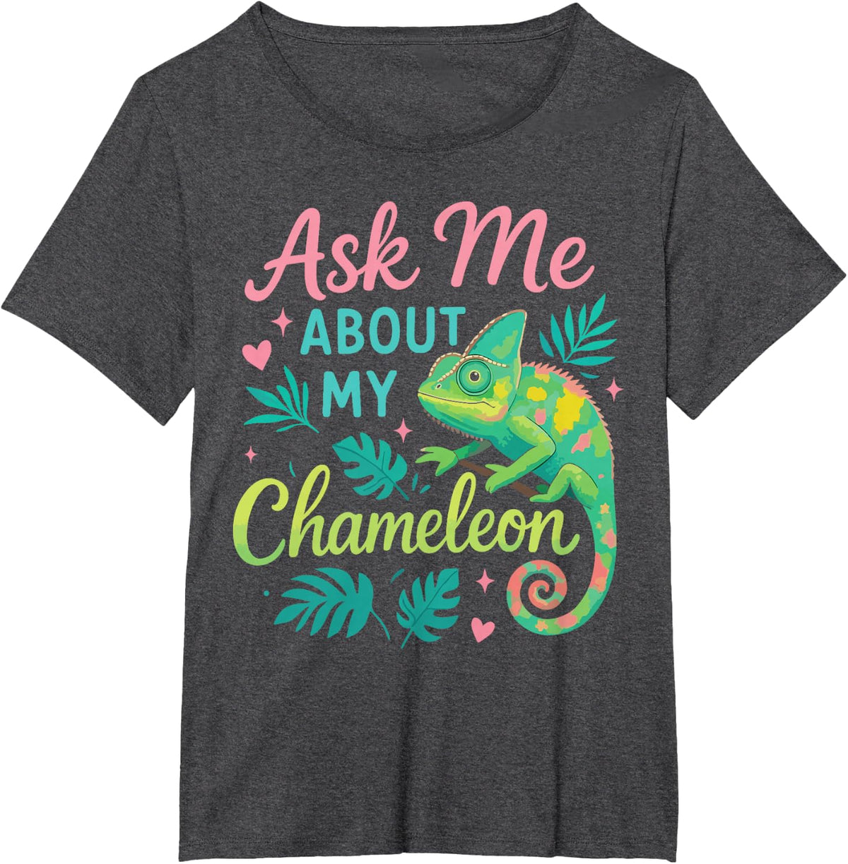 Chameleon Ask Me About My Chameleon T-Shirt - Dark Heather Grey