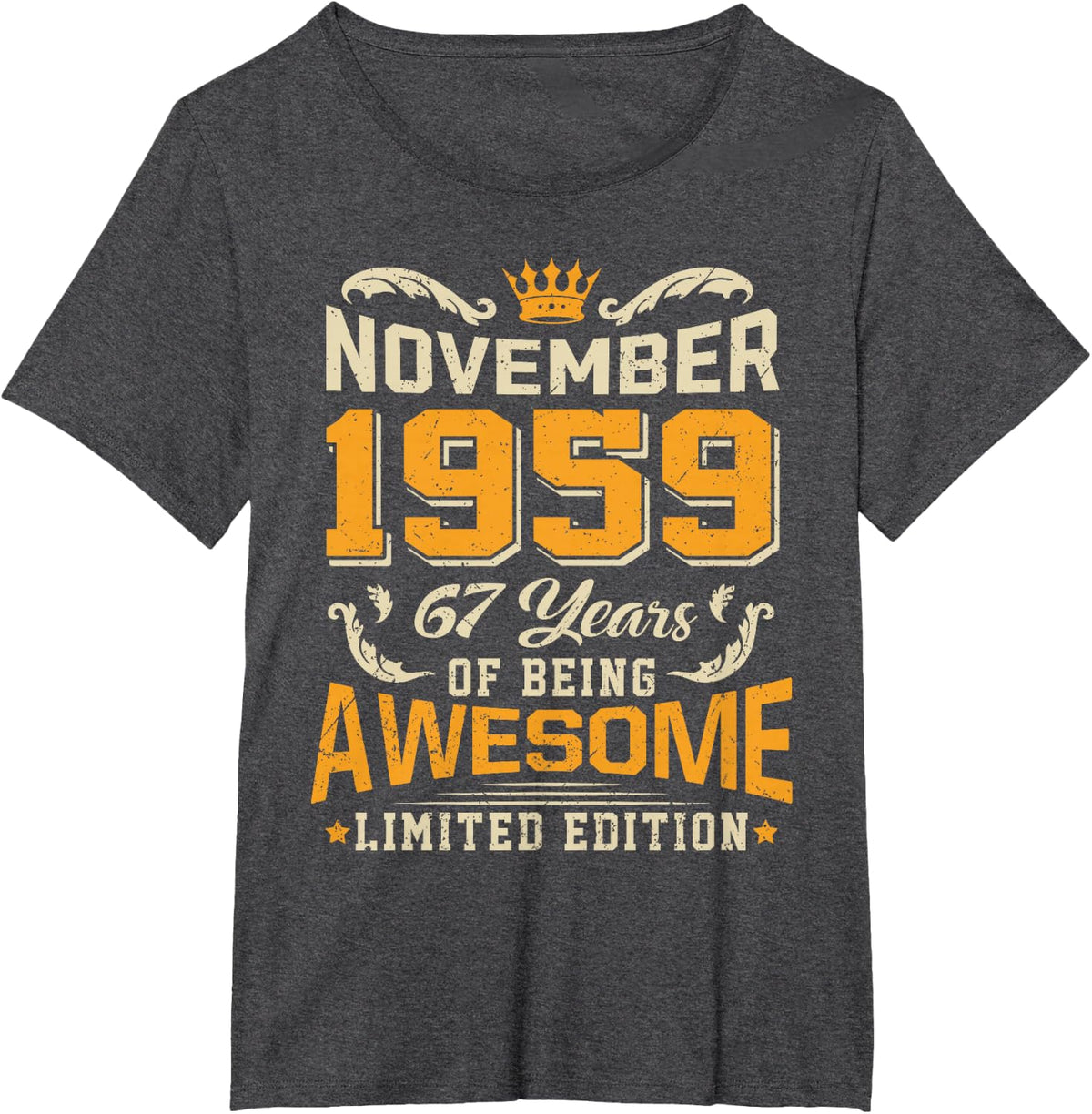 November 1959 Vintage 67 Years Awesome 67th Birthday T-Shirt - Dark Heather Grey