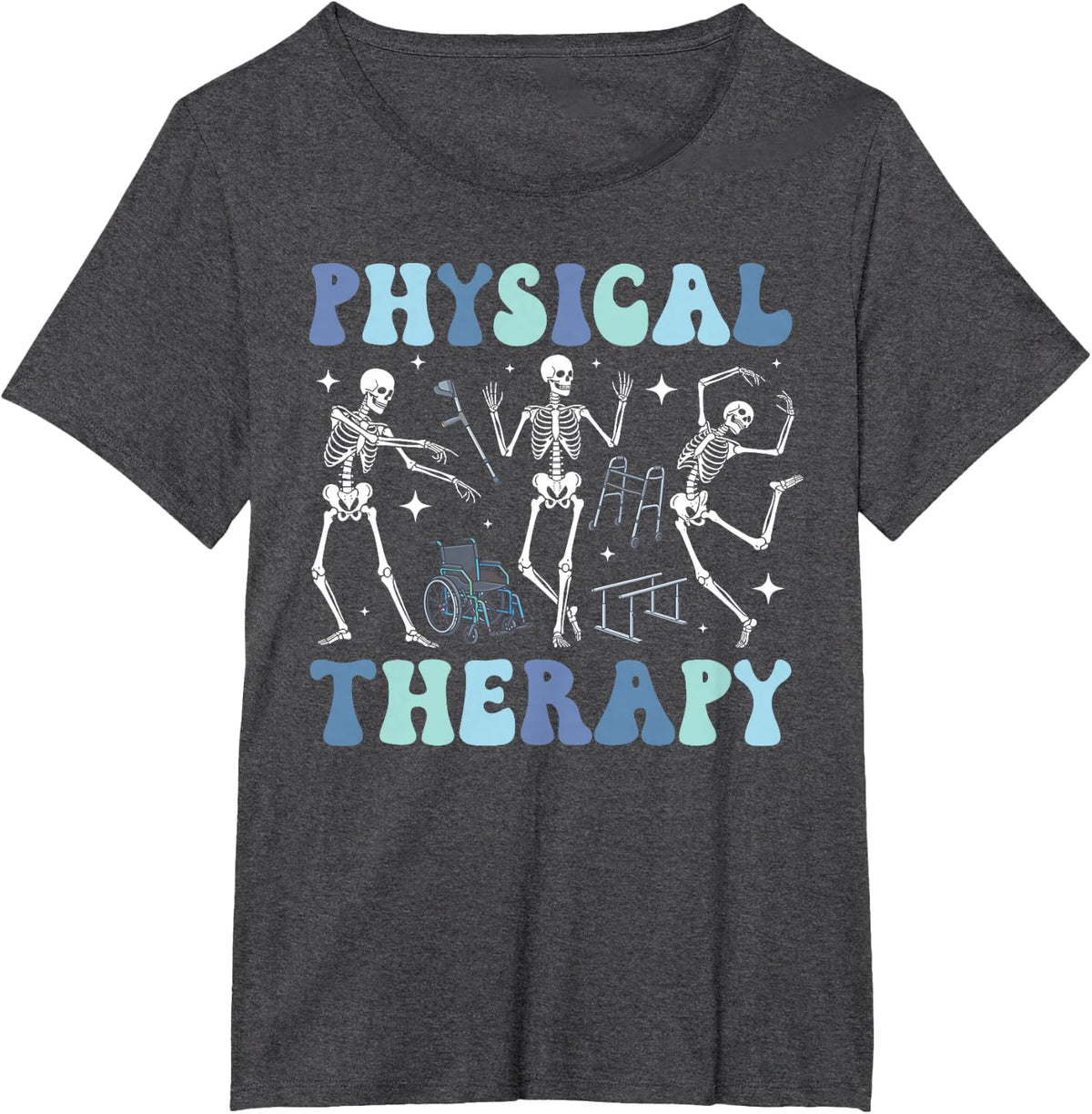 Physical Therapy Groovy PT Therapist Physical Therapist T-Shirt - Dark Heather Grey