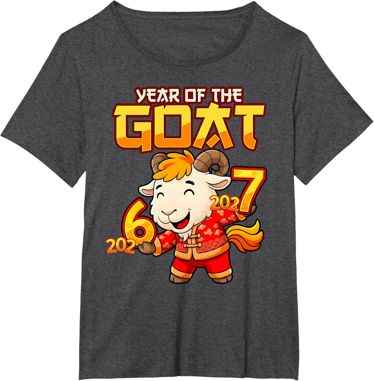 Chinese New Year 2027 67 Dabbing Six Seven T-Shirt - Dark Heather Grey