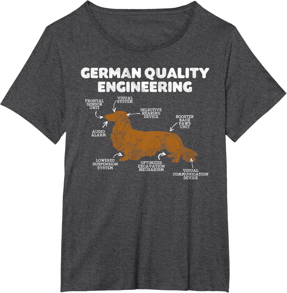 Dachshund Lover German Quality Engineering Doxie Funny Unisex-Adults Kids T-Shirt Black Small Classic Fit Crew Neck Short