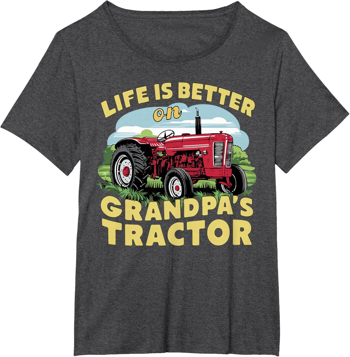 Life Is Better On Grandpas Tractor Kids Farm Tractor T-Shirt Boys Tees Toddler - Dark Heather Grey