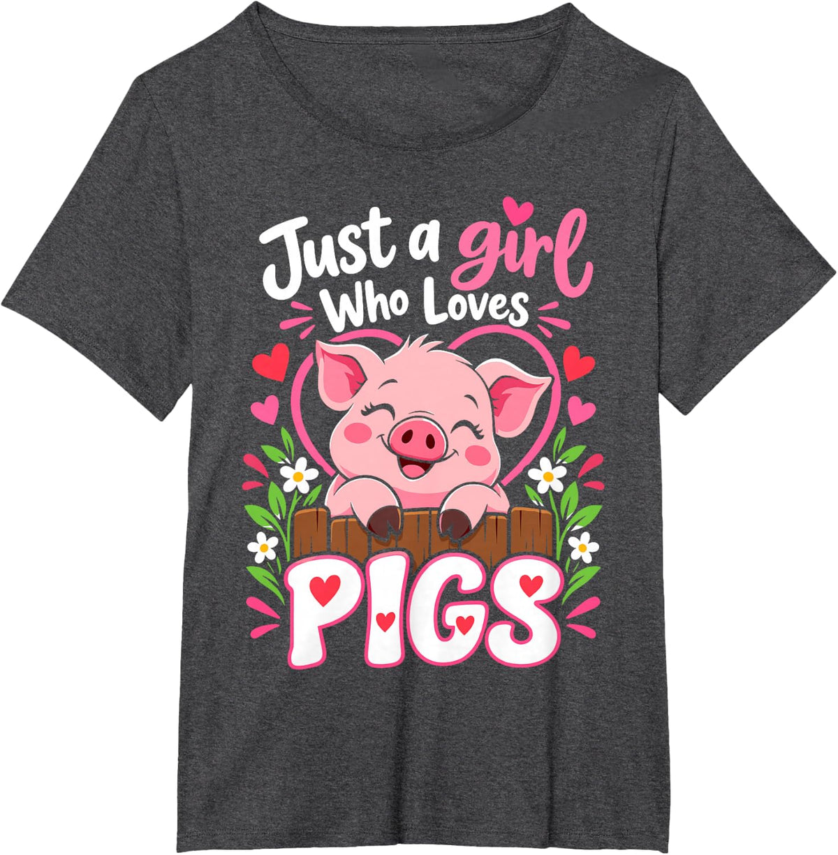 Just A Girl Who Loves Pigs Cute Pig Lover T-Shirt - Dark Heather Grey